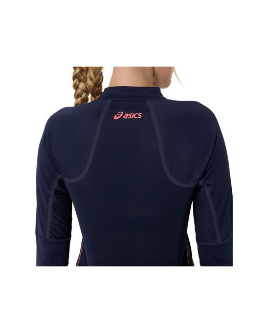 Asics Blue Match 1/2 Zip Ls Top