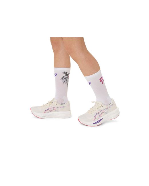Asics White Performance Run Sock Crew for men