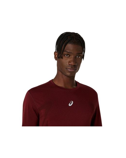 Asics Road Seamless Ls Top in het Red voor heren