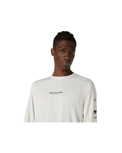 Asics White Fujitrail Logo Ls Top for men