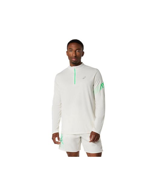 Asics White Icon Ls 1/2 Zip Top for men