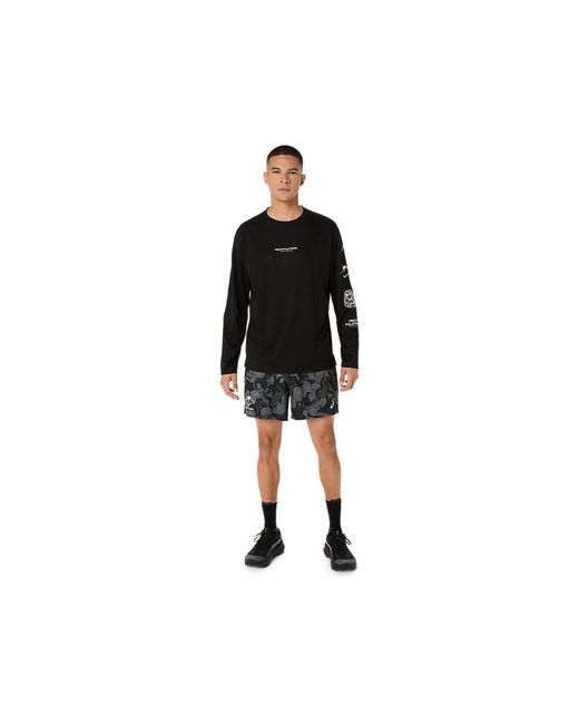 Asics Black Fujitrail All Over Print 5In Short for men