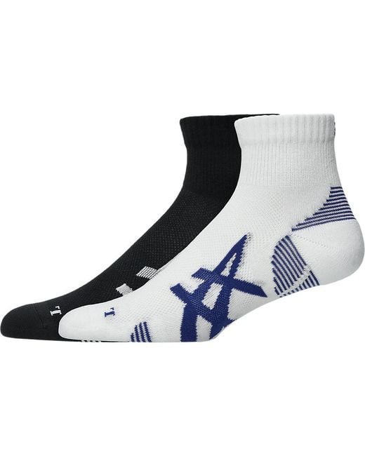 Asics Black Aeg 2 Pack Cushioned Run Quarter Sock for men