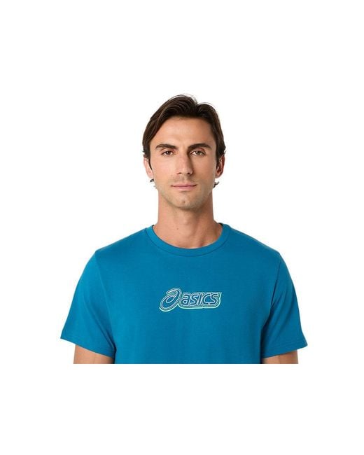 Asics Blue Logo Graphic Tee for men