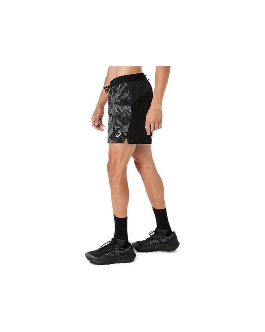 Asics Black Fujitrail All Over Print 5In Short for men