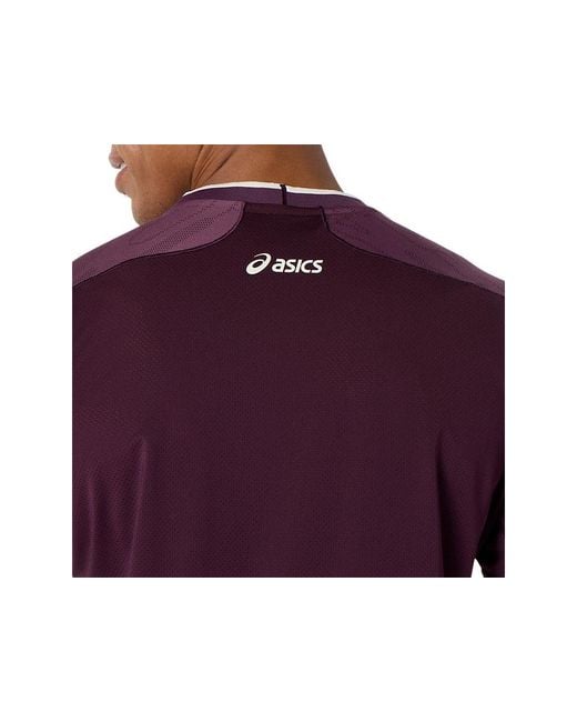 Asics Purple Match Jacquard Ss Top for men
