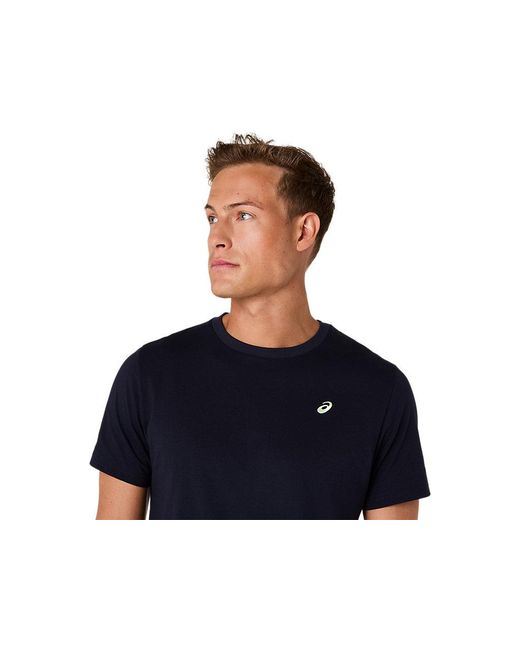 Asics Blue Spiral Embroidery Tee for men