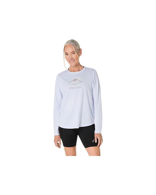 Asics White Fujitrail Logo Ls Top