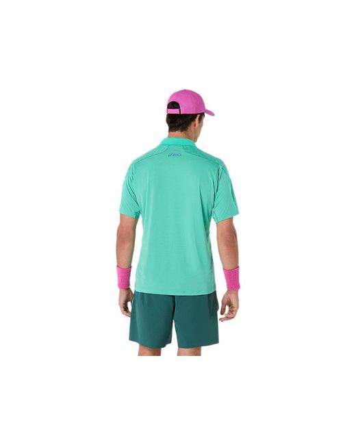 Asics Green Match Jacquard Polo Ss Top for men