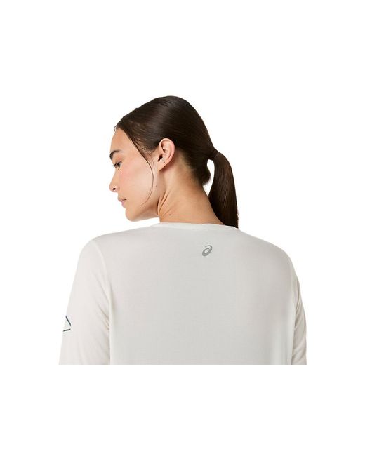 Asics White Fujitrail Logo Ls Top