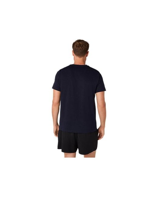 Asics Blue Spiral Embroidery Tee for men