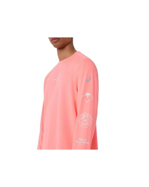 Asics Red Fujitrail Logo Ls Top for men
