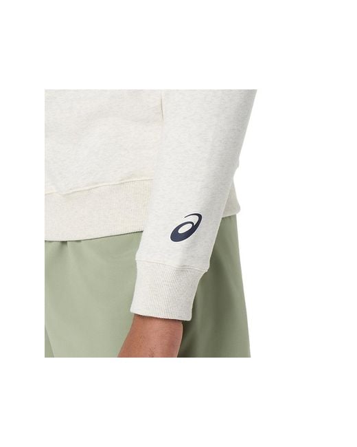 Asics White Court Core Graphic Half Zip Sweatshirt for men