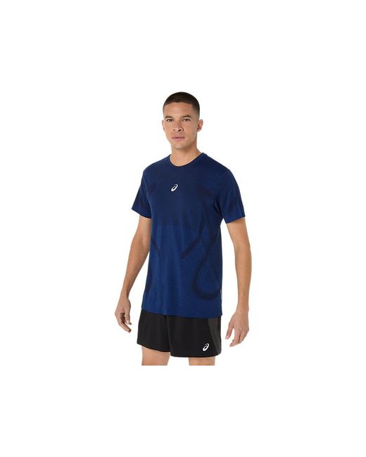 Asics Road Seamless Ss Top in het Blue voor heren