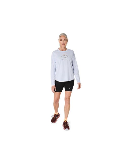 Asics White Fujitrail Logo Ls Top