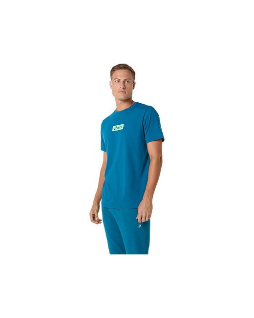 Asics Blue Chest Logo Tee for men