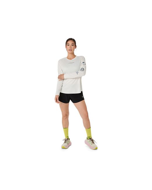 Asics White Fujitrail Logo Ls Top