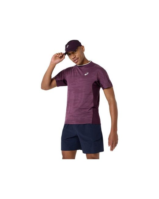 Asics Purple Match Jacquard Ss Top for men