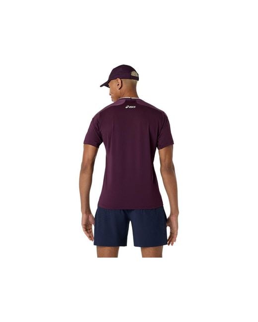 Asics Purple Match Jacquard Ss Top for men