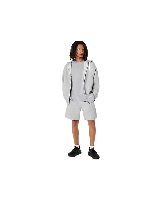 Asics White Logo Fleece Full Zip Hoodie for men