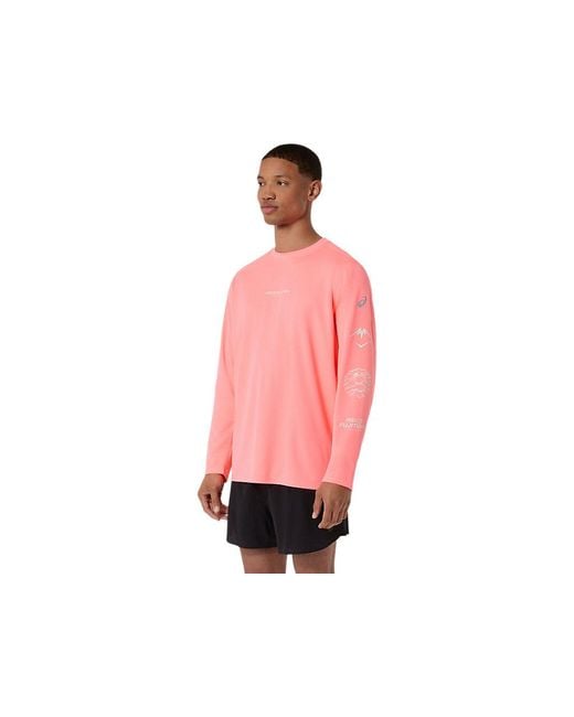 Asics Red Fujitrail Logo Ls Top for men