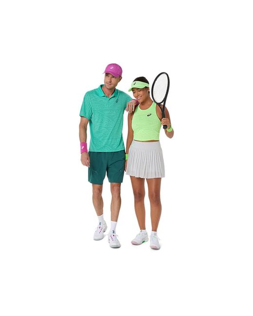Asics Green Match Jacquard Polo Ss Top for men