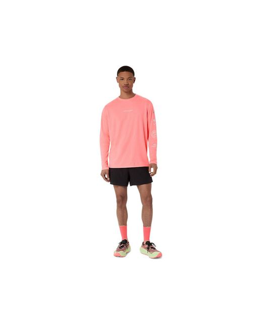 Asics Red Fujitrail Logo Ls Top for men