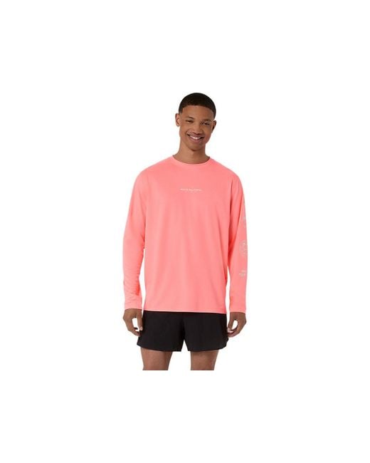 Asics Red Fujitrail Logo Ls Top for men