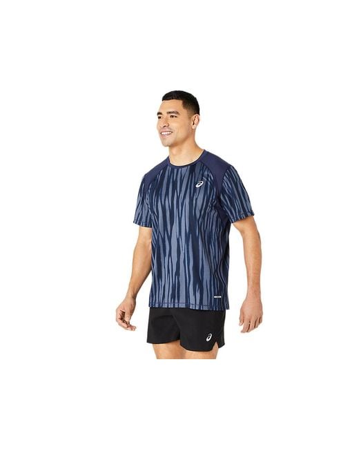 Asics Blue Road All Over Print Ss Top for men