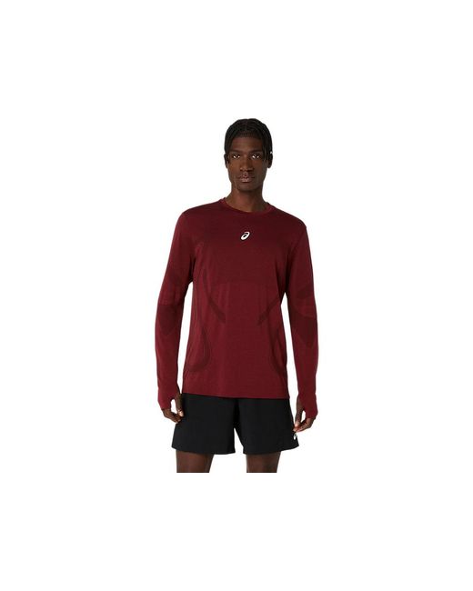 Asics Road Seamless Ls Top in het Red voor heren