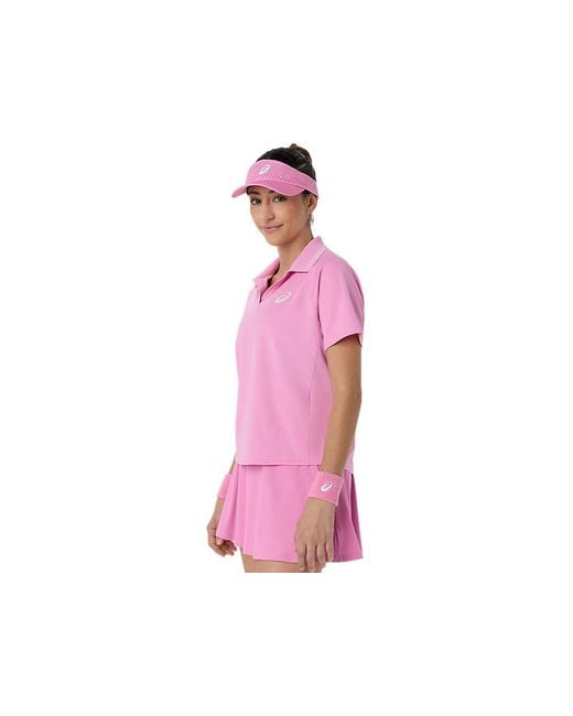Asics Pink Game Polo Ss Top