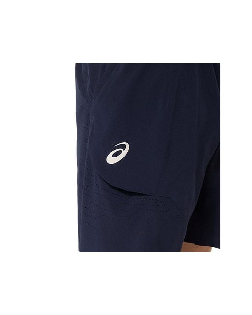 Asics Blue Match Laser Cut 7In Short for men