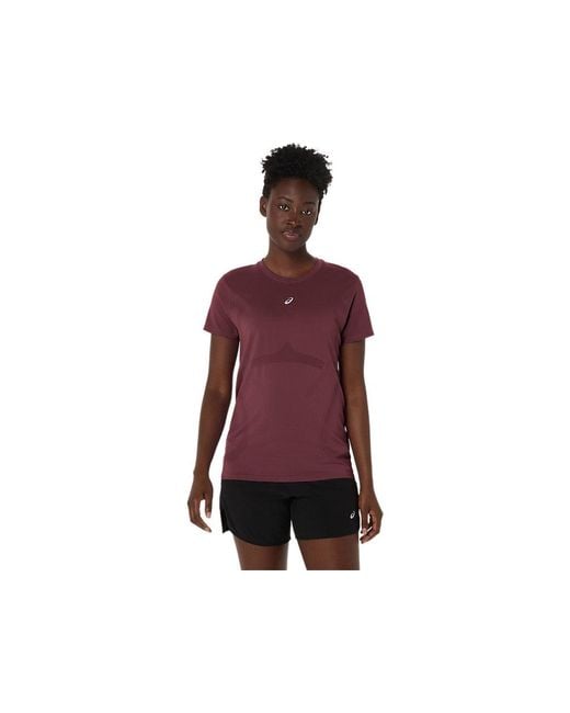 Road Seamless Ss Top di Asics in Red