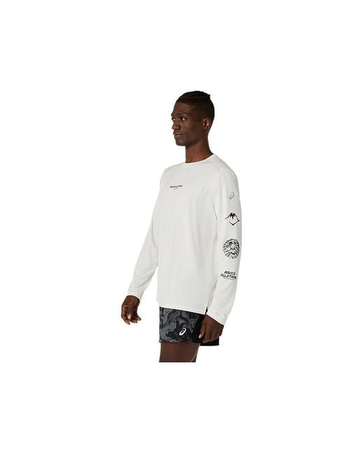 Asics White Fujitrail Logo Ls Top for men
