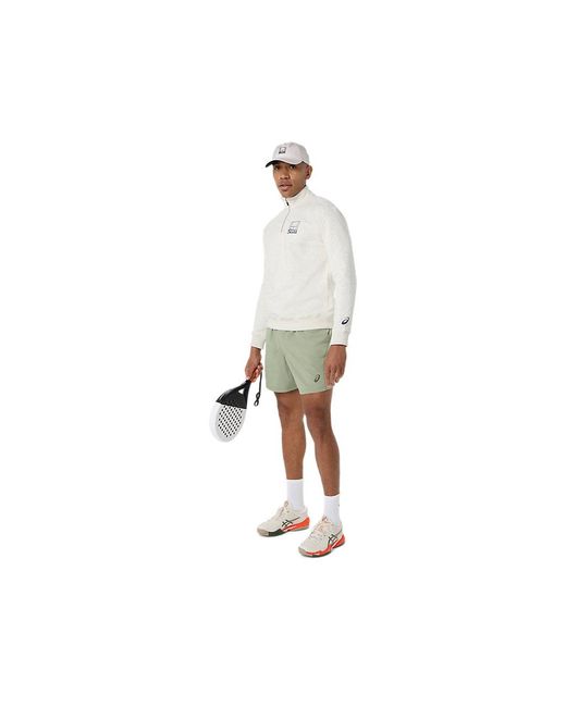 Asics White Court Core Graphic Half Zip Sweatshirt for men