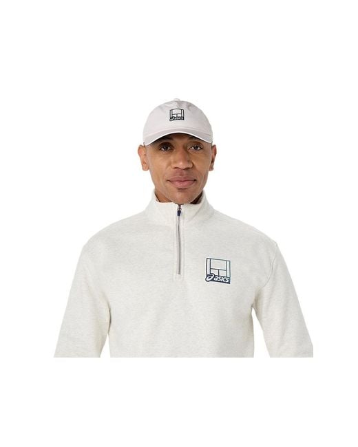 Asics White Court Core Graphic Half Zip Sweatshirt for men