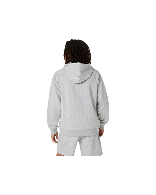 Asics White Logo Fleece Full Zip Hoodie for men