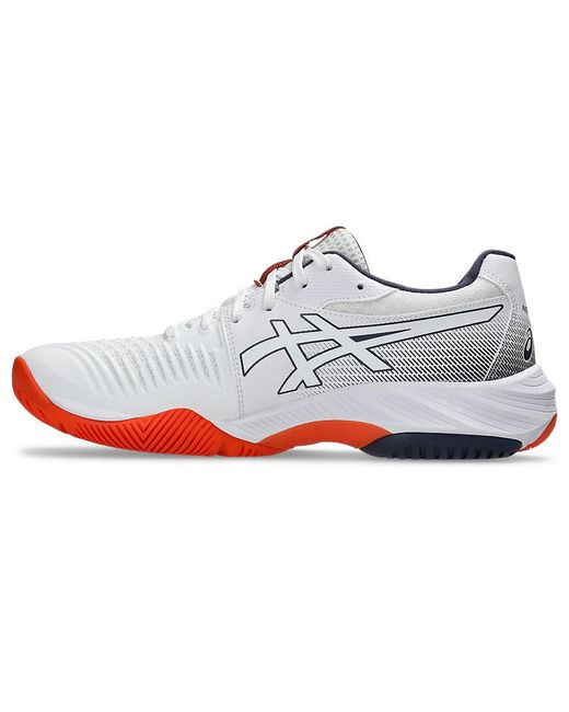 Asics White Netburner Ballistic Flytefoam 3 Volleyball Shoes for men