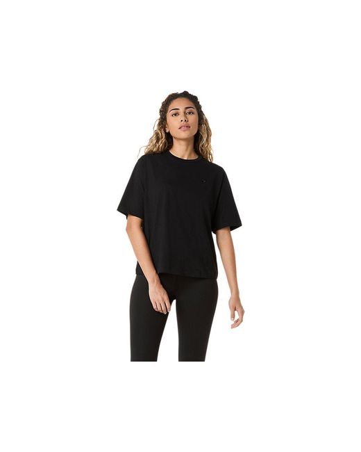Asics Black Spiral Embroidery Relaxed Tee