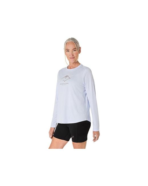 Asics White Fujitrail Logo Ls Top
