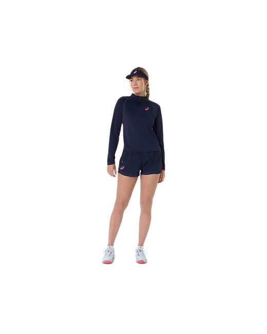 Asics Blue Match 1/2 Zip Ls Top