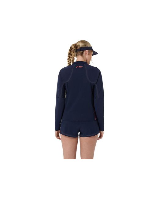 Asics Blue Match 1/2 Zip Ls Top