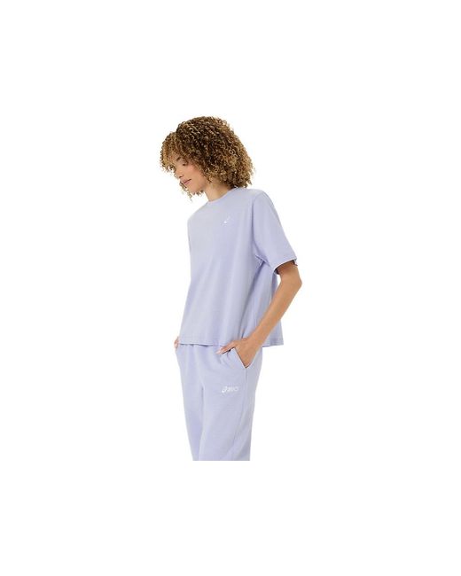 Asics Blue Spiral Embroidery Relaxed Tee