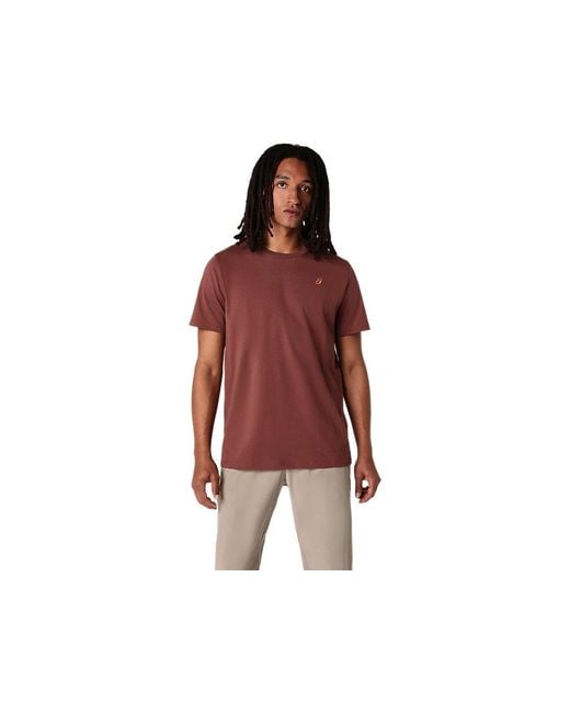 Asics Red Spiral Embroidery Tee for men