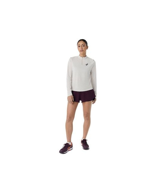 Asics White Match 1/2 Zip Ls Top