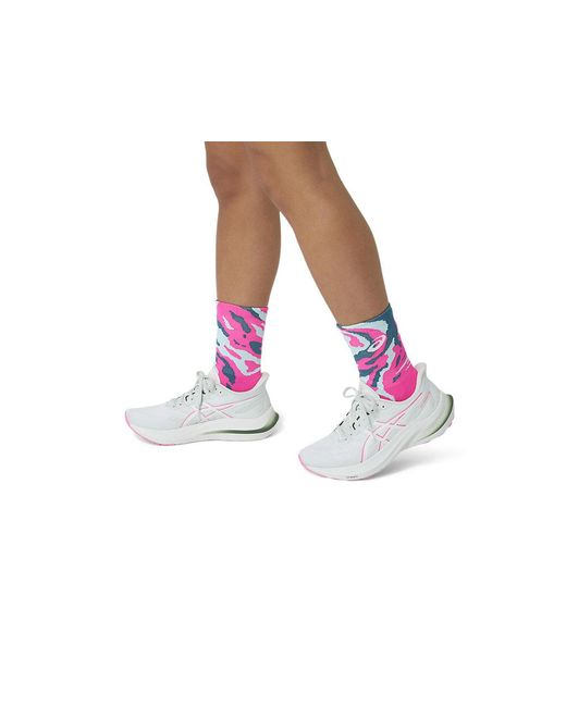 Asics Pink Color Camo Run Crew Sock for men