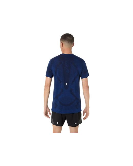 Asics Road Seamless Ss Top in het Blue voor heren