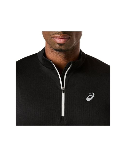Asics Black Icon Ls 1/2 Zip Top for men