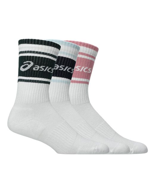 Asics Black Aeg 3 Pack Logo Crew Sock for men