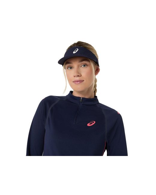 Asics Blue Match 1/2 Zip Ls Top